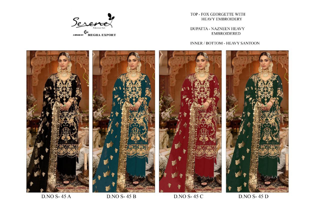Serene S 45 Heavy Designer Festive Wear Georgette Pakistani Salwar Suits Collection